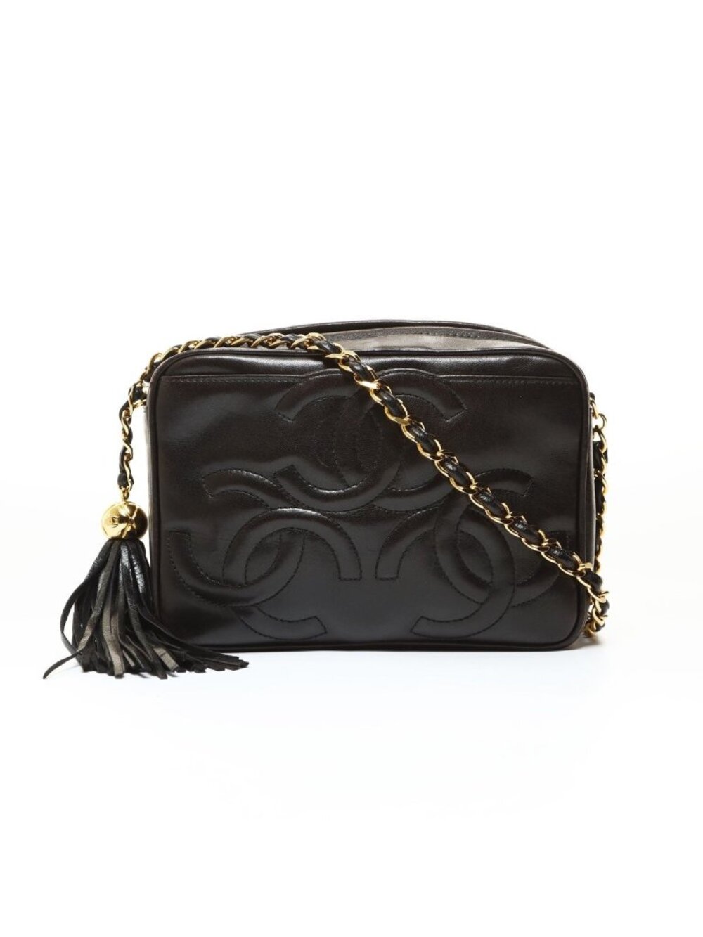 Chanel Shoulder Bag Lambskin Triple Coco Fringe